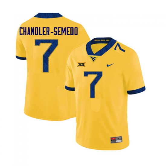 Men's West Virginia Mountaineers NCAA #7 Josh Chandler-Semedo Yellow Authentic Nike Stitched College Football Jersey ZJ15D70JD